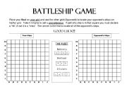 English Worksheet: Battleship Game