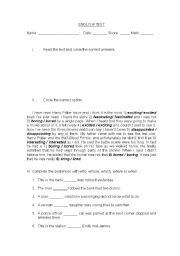 English worksheet: Test about relative clauses