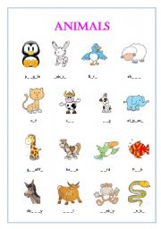 English worksheet: ANIMALS