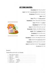 English Worksheet: at the hotel