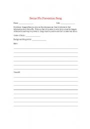 English worksheet: Swine Flu Prevention Song