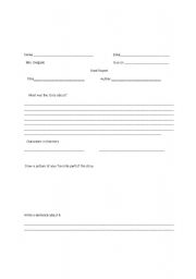 English Worksheet: Book Report Format