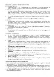 English worksheet: simple past tense and  past cotinuous tense