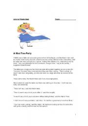 English Worksheet: Alice in Wonderland Reading Comprehension