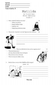 English Worksheet: Matilda. movie watching 