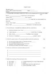 English worksheet: English Exam