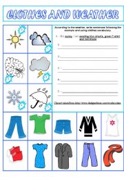 English Worksheet: CLOTHES AND WEATHER 