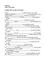 English worksheet: Verb tenses