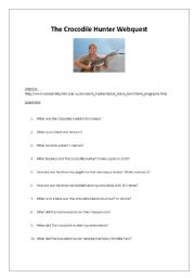 English Worksheet: Crocodile Hunter Webquest