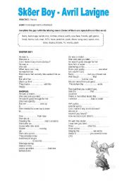 English Worksheet: Musical Activity - Sk8ter Boy