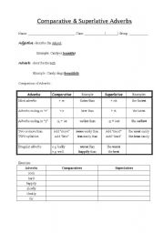 English worksheet: comparative & superlative adverbs