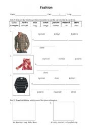 English Worksheet: order of adjectives (fashion)