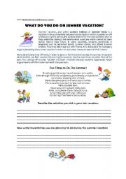 English Worksheet: SUMMER VACATIONS