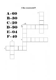 English Worksheet: numbers crossword