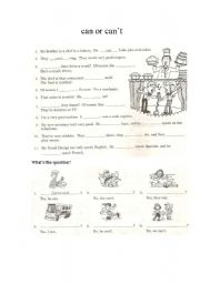English Worksheet: can or cant
