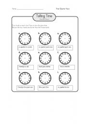 English Worksheet: Telling the Time