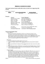 English Worksheet: Present Continuous Tense (Activity/Game included)