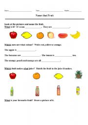 English worksheet: Name that Fruit