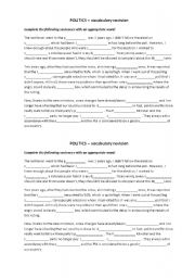 English worksheet: politics vocabulary part 2