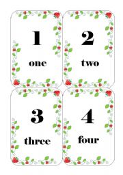 English Worksheet: strawberry numbers flashcards