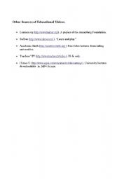 English Worksheet: Educational videos links to webpages