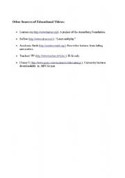 English worksheet: Educational videos links to webpages