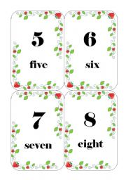 English worksheet: strawberry numbers flashcards