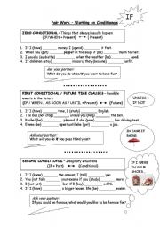 English Worksheet: Working on Zero, First and Second Conditionals