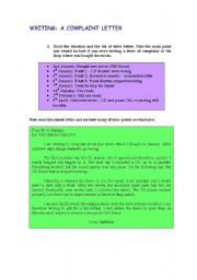 English Worksheet: WRITING: A COMPLAINT LETTER