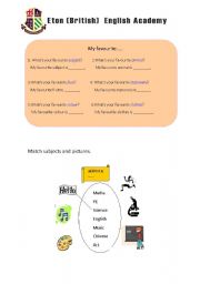 English Worksheet: my favorite