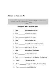 English worksheet: There is /are