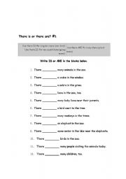English Worksheet: There is /are
