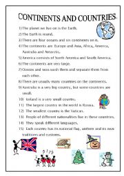 English Worksheet: Continents and countries