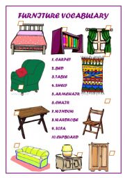 English Worksheet: FURNITURE VOBABULARY