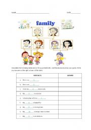 English Worksheet: members of the family