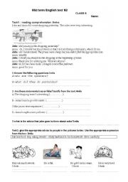 English worksheet: English test