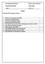 English worksheet: passive