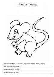 English worksheet: A mouse to colour