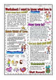 Worksheet: Valentines day (Texts, Activity, Song, Answer Key)