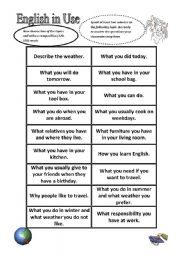 English Worksheet: 18 Topics