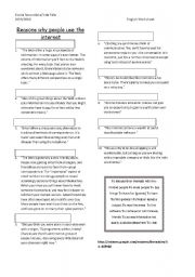 English Worksheet: Reasons why people use the internet