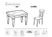 English Worksheet: on/under