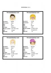 English Worksheet: person id cards.