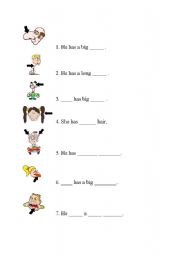 English worksheet: Describing body for elementary students