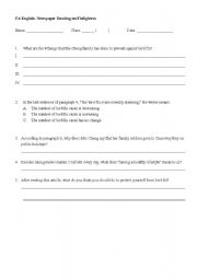 English worksheet: reading exercise