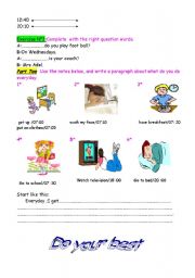 English worksheet: To follow the Elementary test