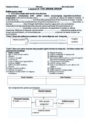 English Worksheet: the brain drain