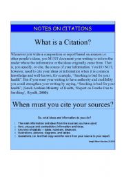 English worksheet: What is a Citation?