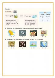 English worksheet: Hard G & Soft G