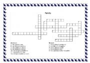 English worksheet: family crossword